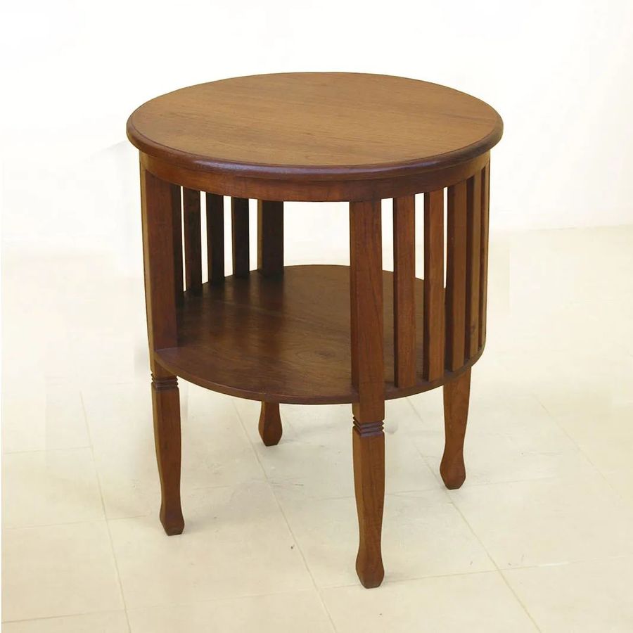 Barrel round table teak wood