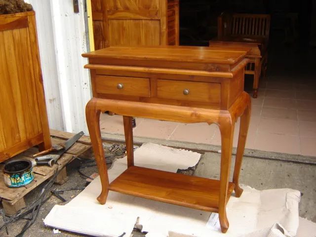 Batavia console table 2 drawers french polished