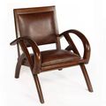 Teak leather becak chair
