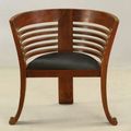 Cantique chair teak wood frame black leather seat