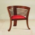 Cantique chair teak wood frame red fabric seat