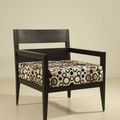 Tapered legs mahogany easy chair black painted