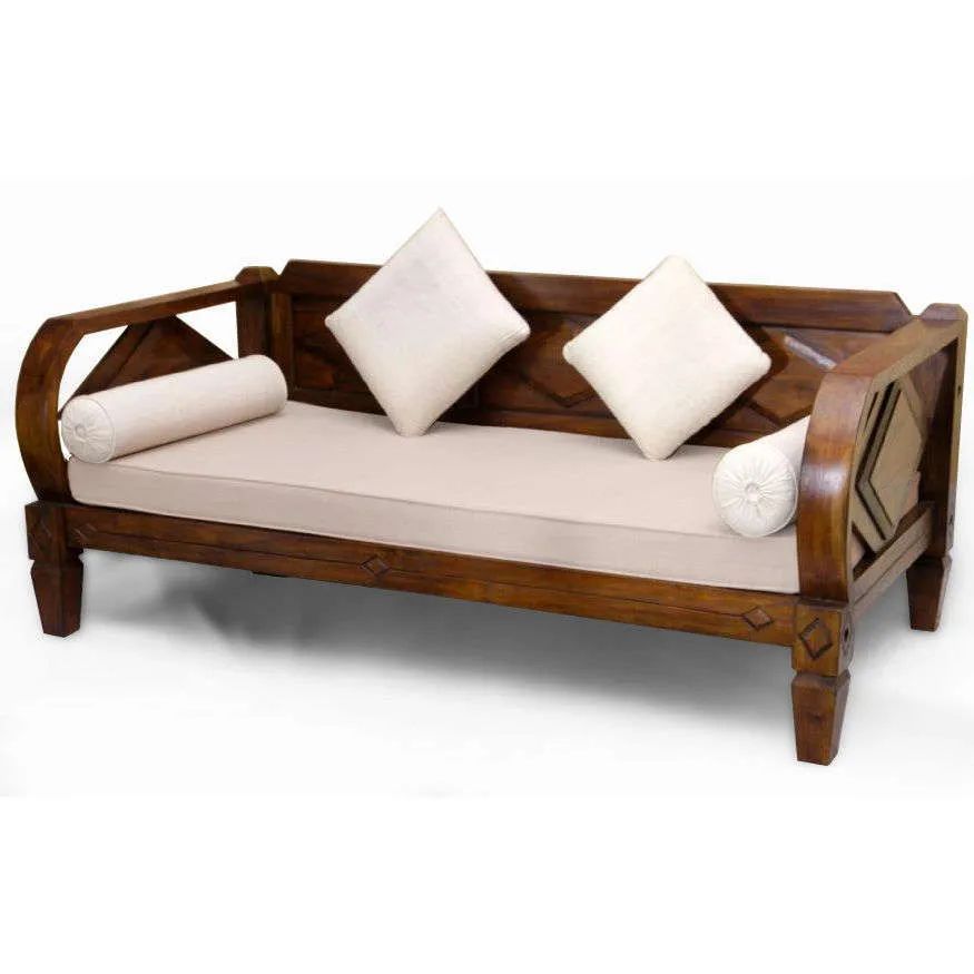 Raised rhombus daybed teak solid wood