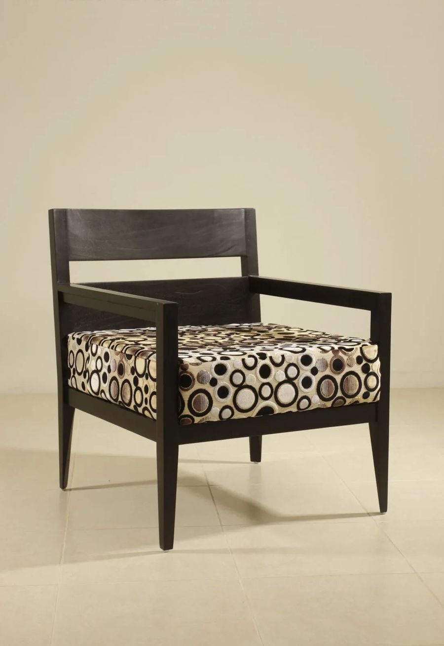Tapered legs mahogany easy chair black painted
