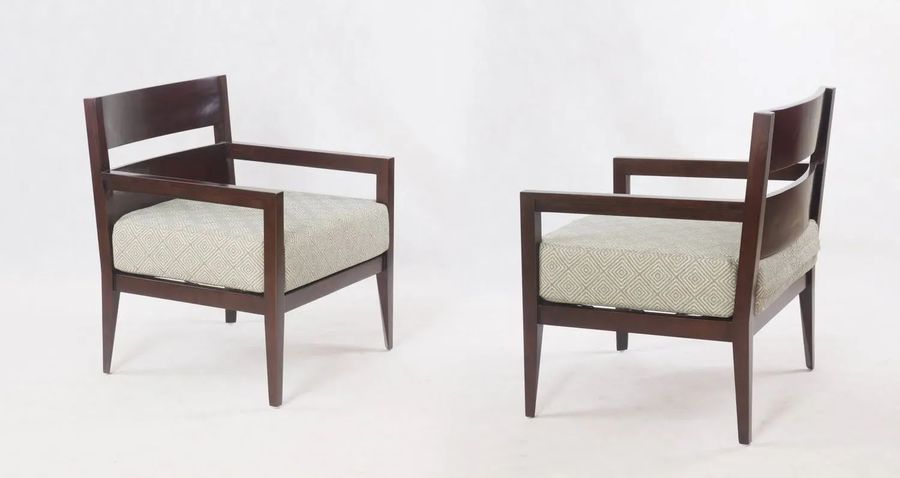 Tapered legs mahogany easy chair paired