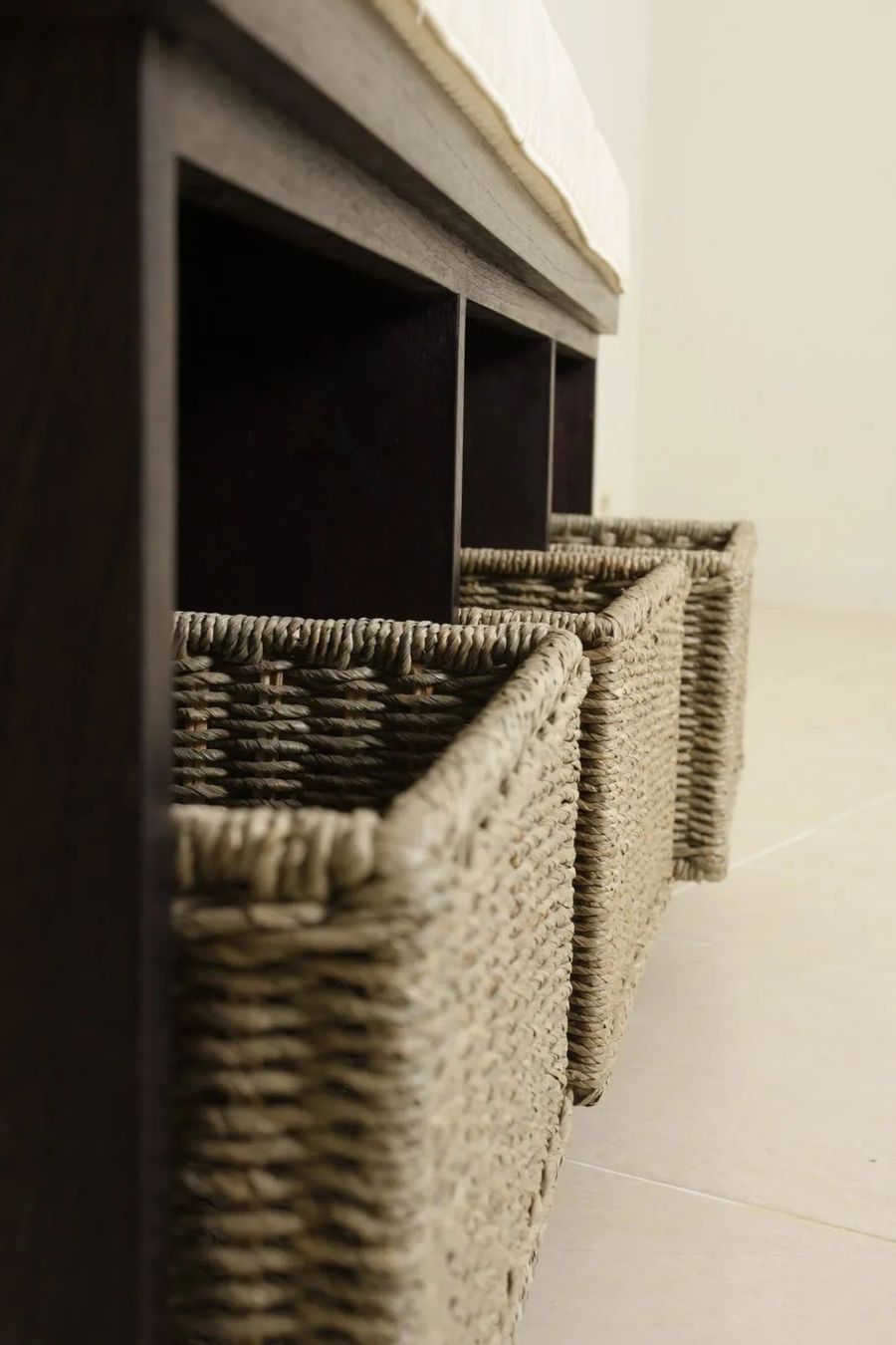 Storage bench rust drawers detail