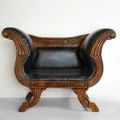 Teak leather lounge chair