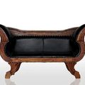 Teak leather loveseat