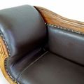 Seat upholstery detail of the Teak leather sofa 3 seats