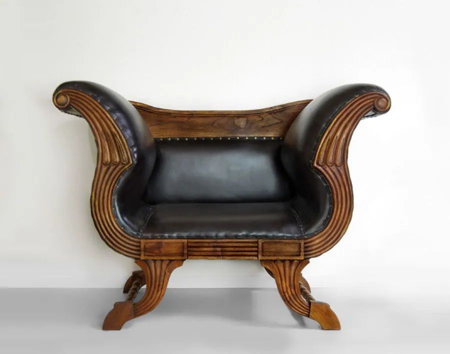 Teak leather lounge chair