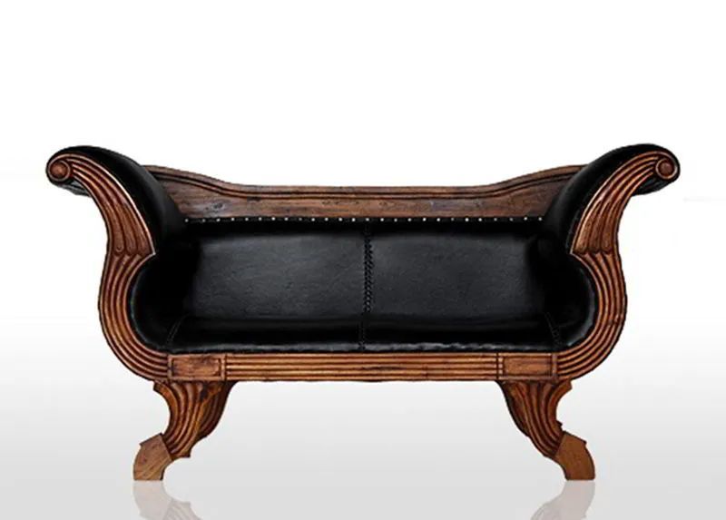 Teak leather loveseat