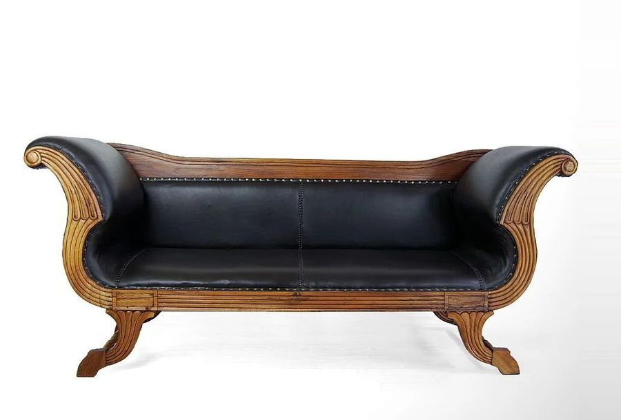 Teak leather sofa 3 seats