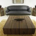 Drift wood natural distressed coffee table side view