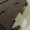 Drift wood natural distressed coffee table steel legs detail