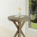 Cross legs round table distressed wood surface