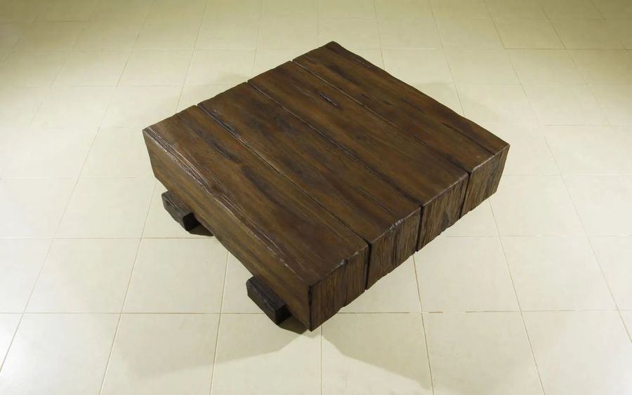 Drift wood natural distressed coffee table top detail