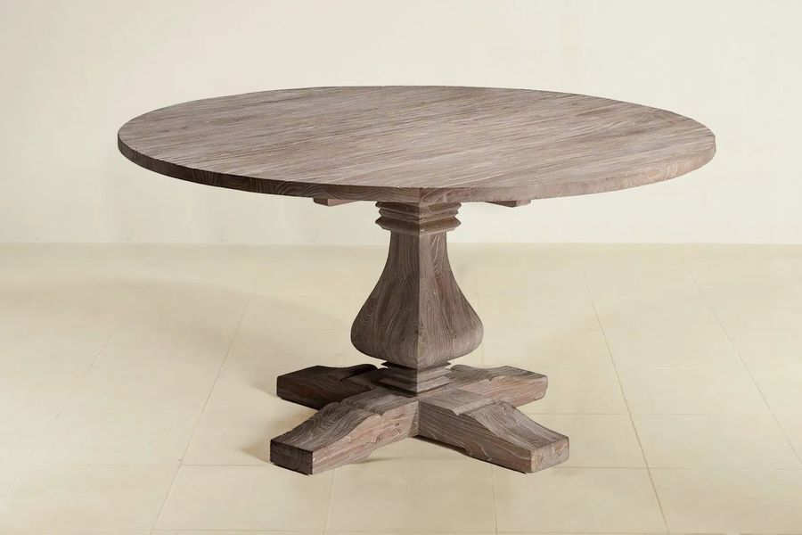Reclaimed wood pedestal table round top leaf