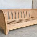 Teak sofa wooden slats 3 seats detail