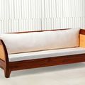 Teak sofa 3 seat white cushion