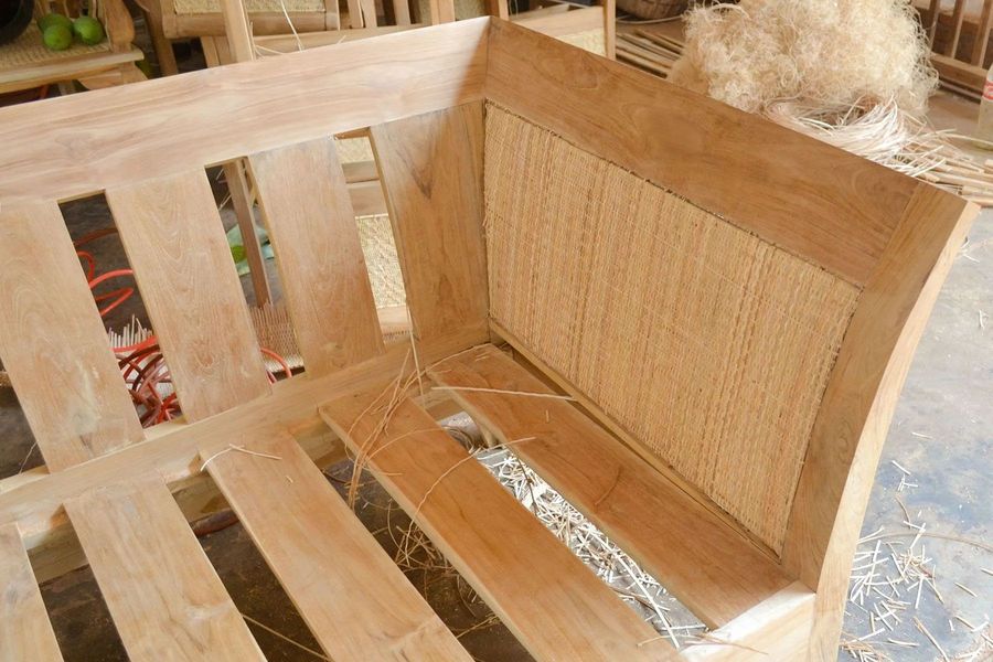 Rattan wicker strand caning detail side