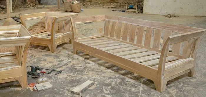 Wooden slats seat detail