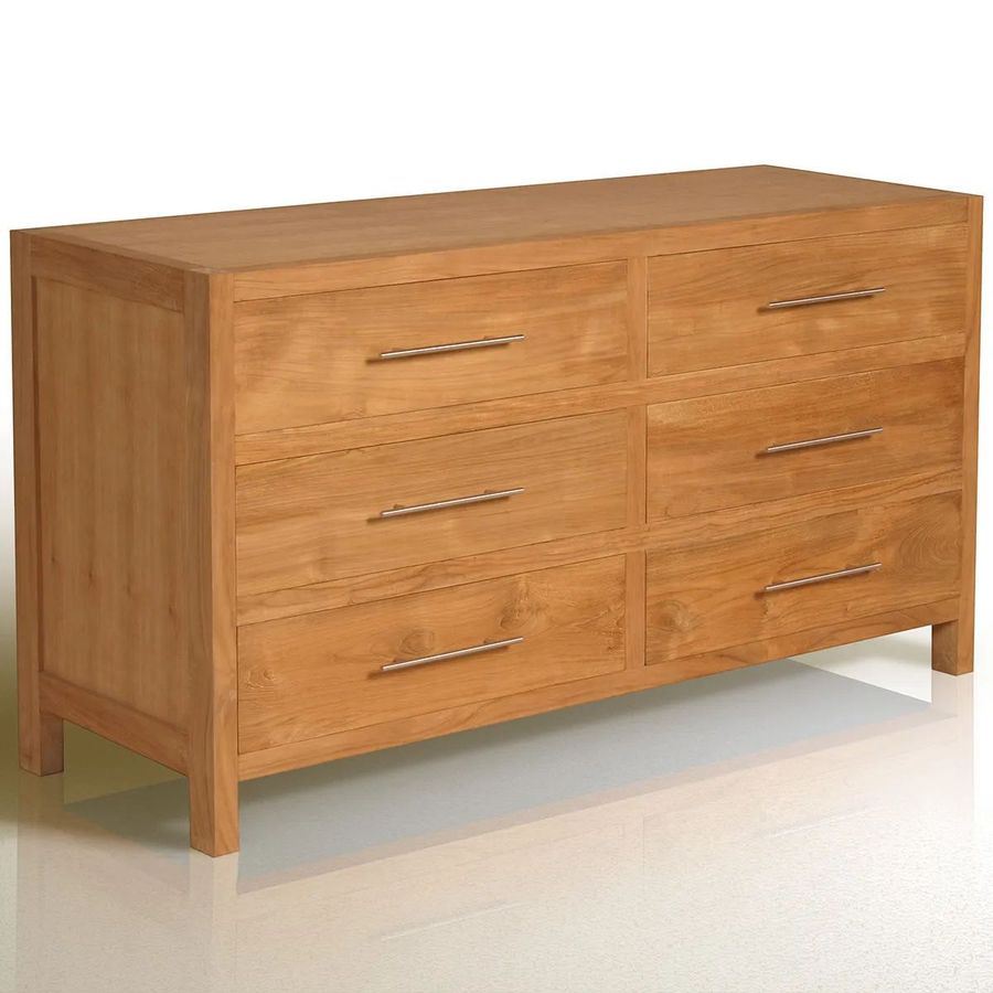 Teak dresser 6 drawers