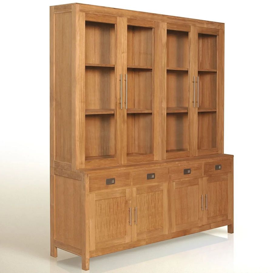 Teak book case 4 doors hutch