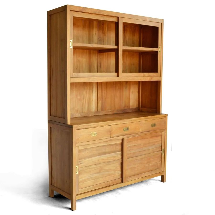 Teak wood kitchen cabinet sliding doors