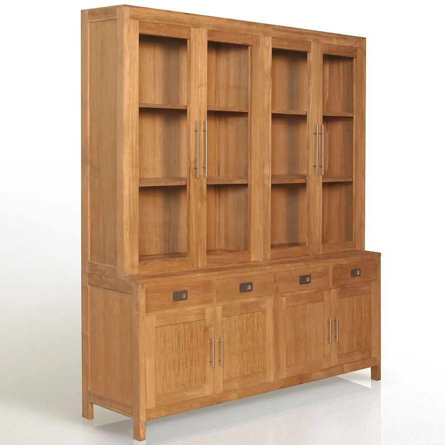 Teak bookcase 4 doors sideboard base