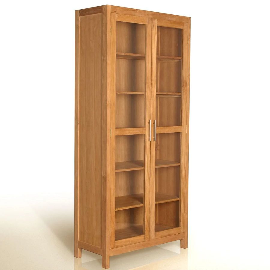 Teak vitrine glass doors
