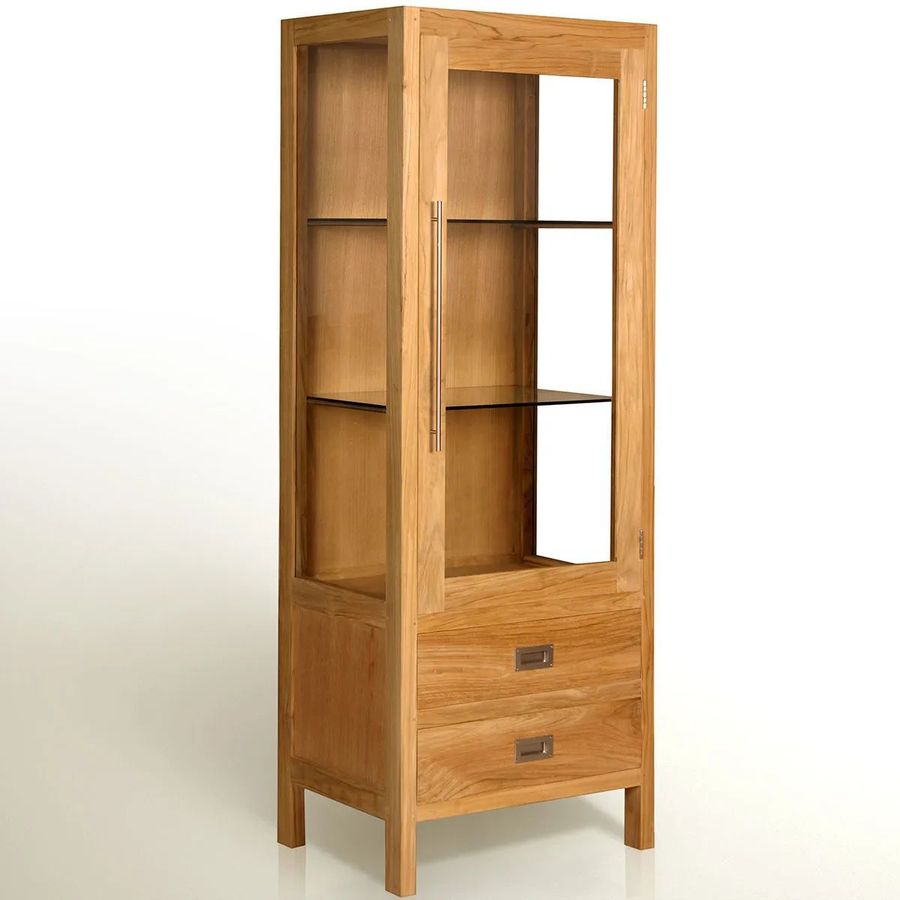 Teak vitrine 2 drawers