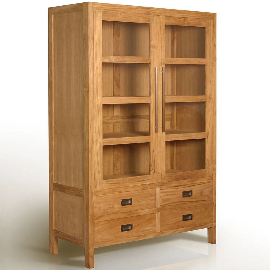 Teak vitrine 4 drawers