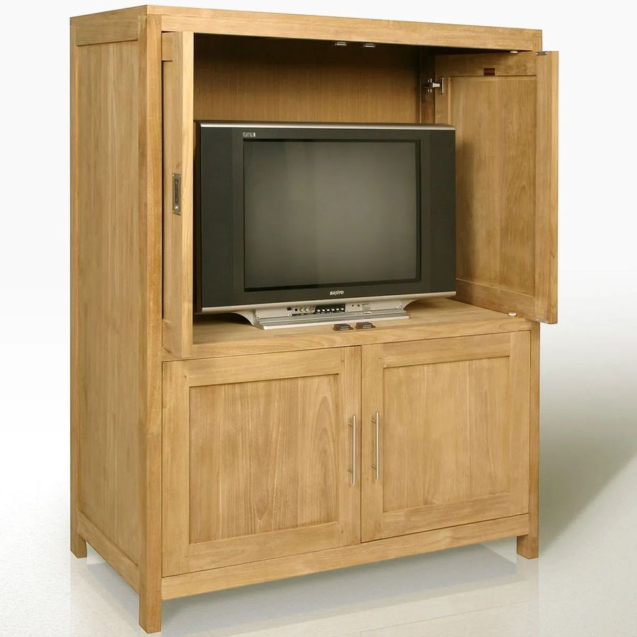 Teak tv cabinet 2 pocket doors