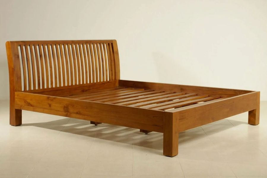 Mission bed curved headboard