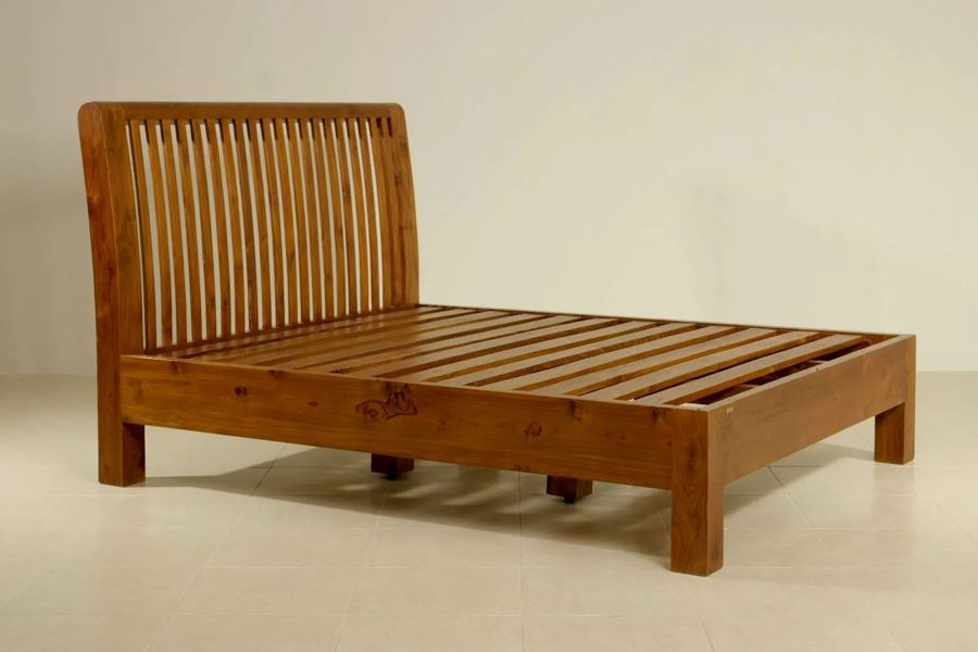 Mission bed curved headboard platform support