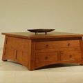 Altar trapezoid center table teak solid wood top
