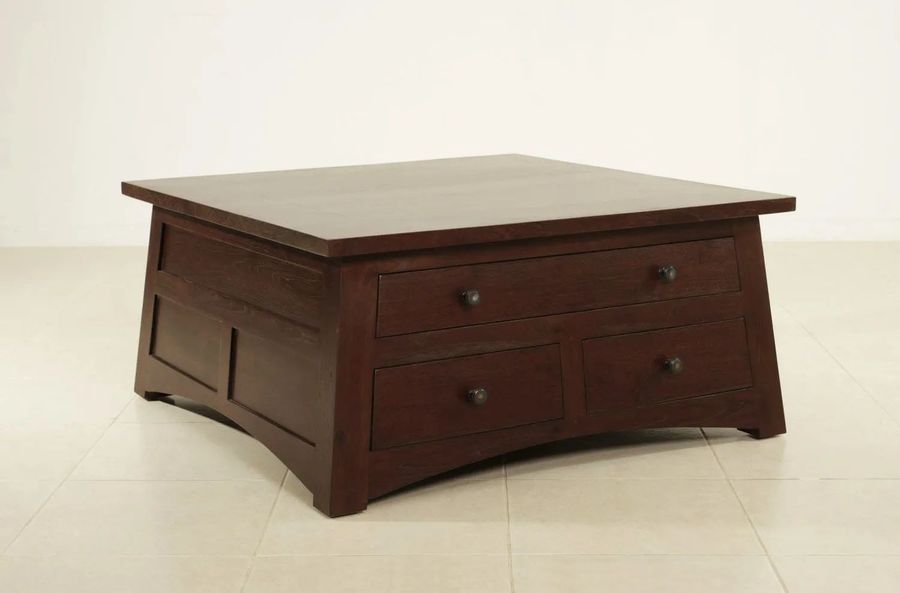 Altar trapezoid center table mahogany wood dark brown finish