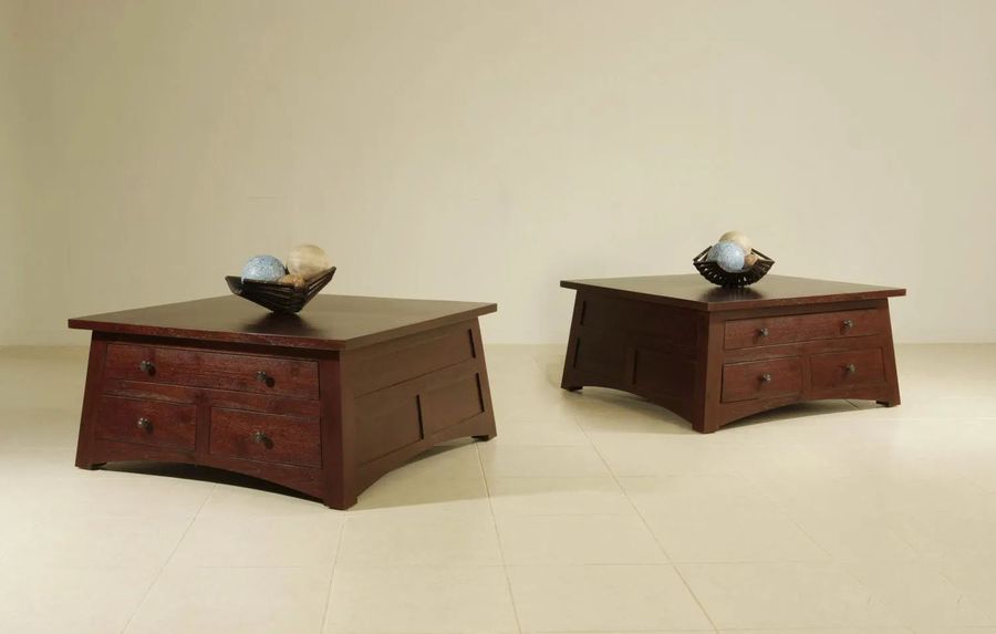 Altar trapezoid and frustum center table paired