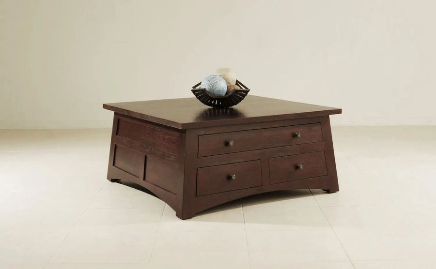 Trapezoid shape frustum center table solid wood top