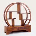 Round shelving 2 drawers base teak wood