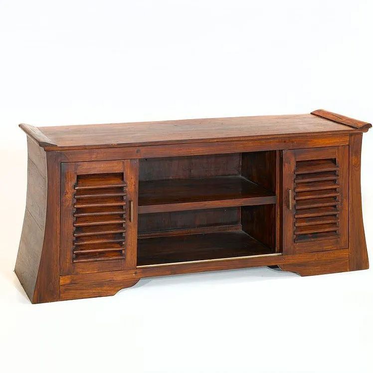 Japanese tv stand 2 sliding doors center opened