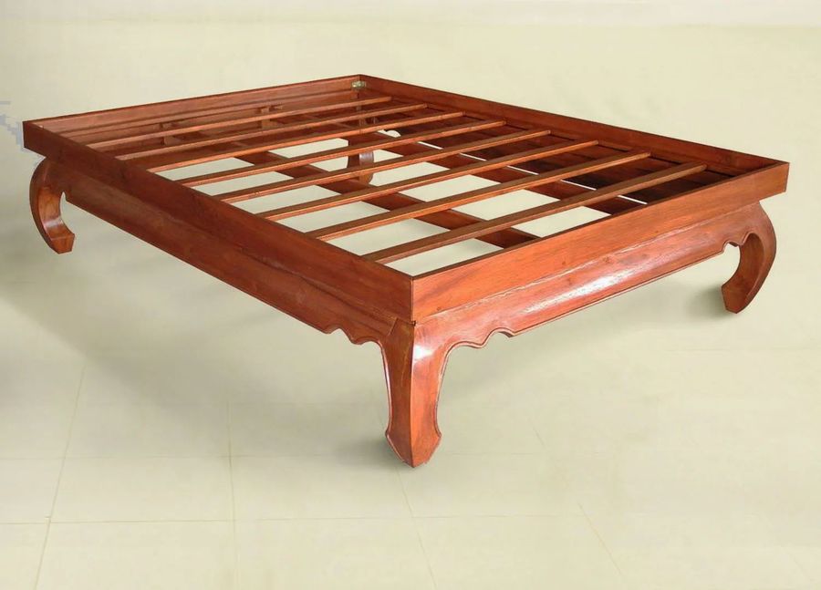 Opium low bedframe made of teak wood