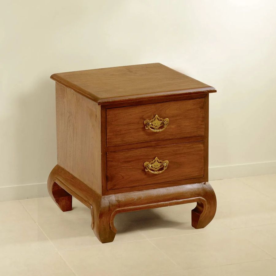 Bedside 2 drawers opium curved legs
