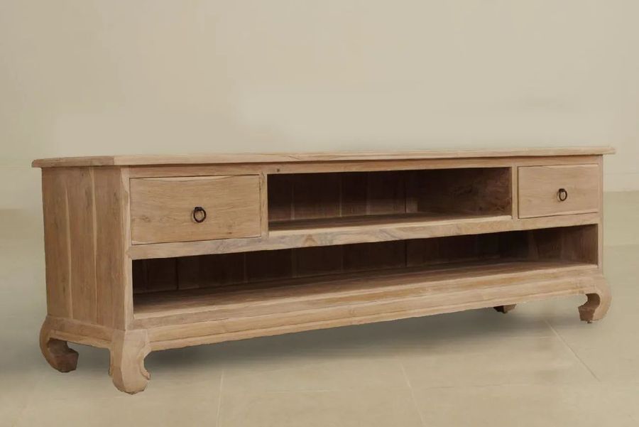 Opium wide tv stand unfinished mindi wood