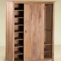 Reclaimed wood armoire sliding 2 doors opened