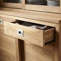 The drawer details of Reclaimed teak cabinet and hutch