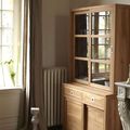Reclaimed teak cabinet and hutch glass doors detail