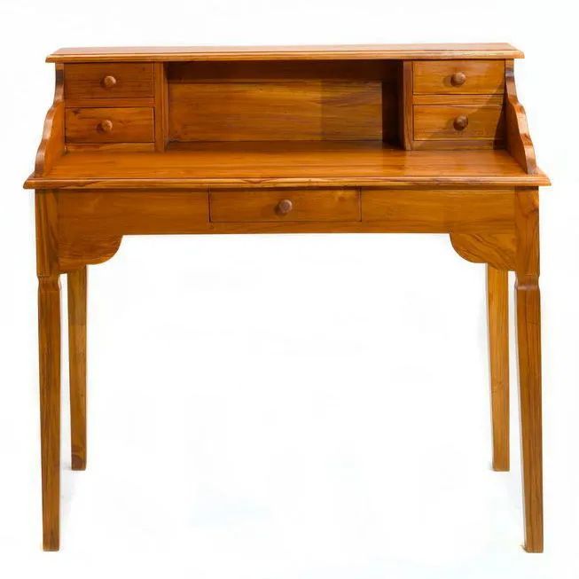 Front detail of Plain desk teak wood