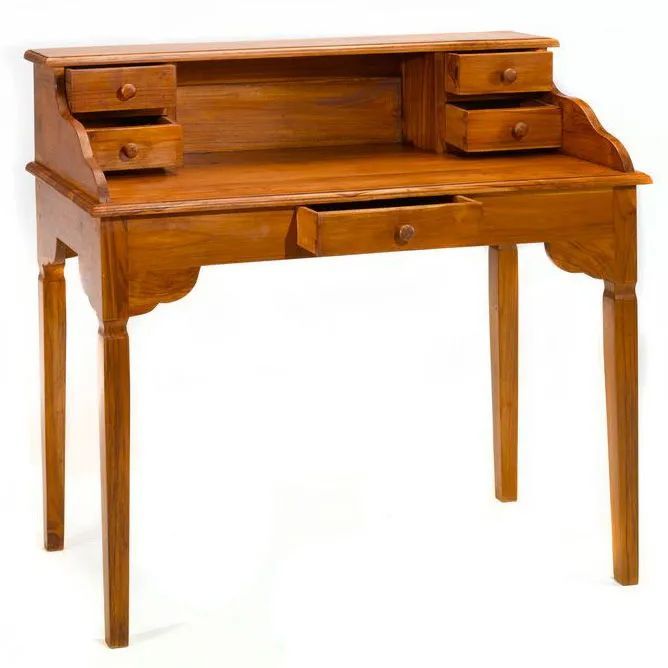 Plain desk teak wood 5 drawers pulled