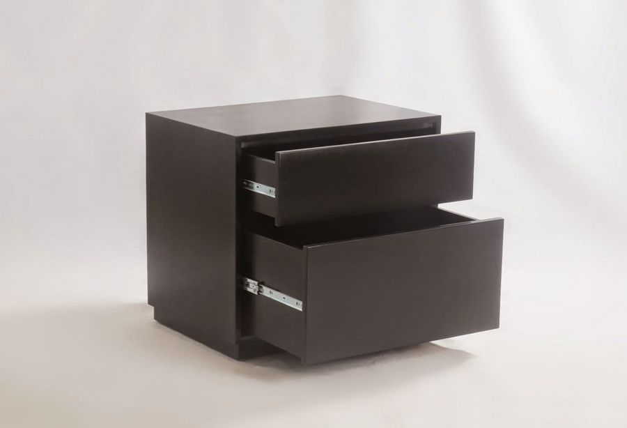 Plain bedside 2 drawers pulled out